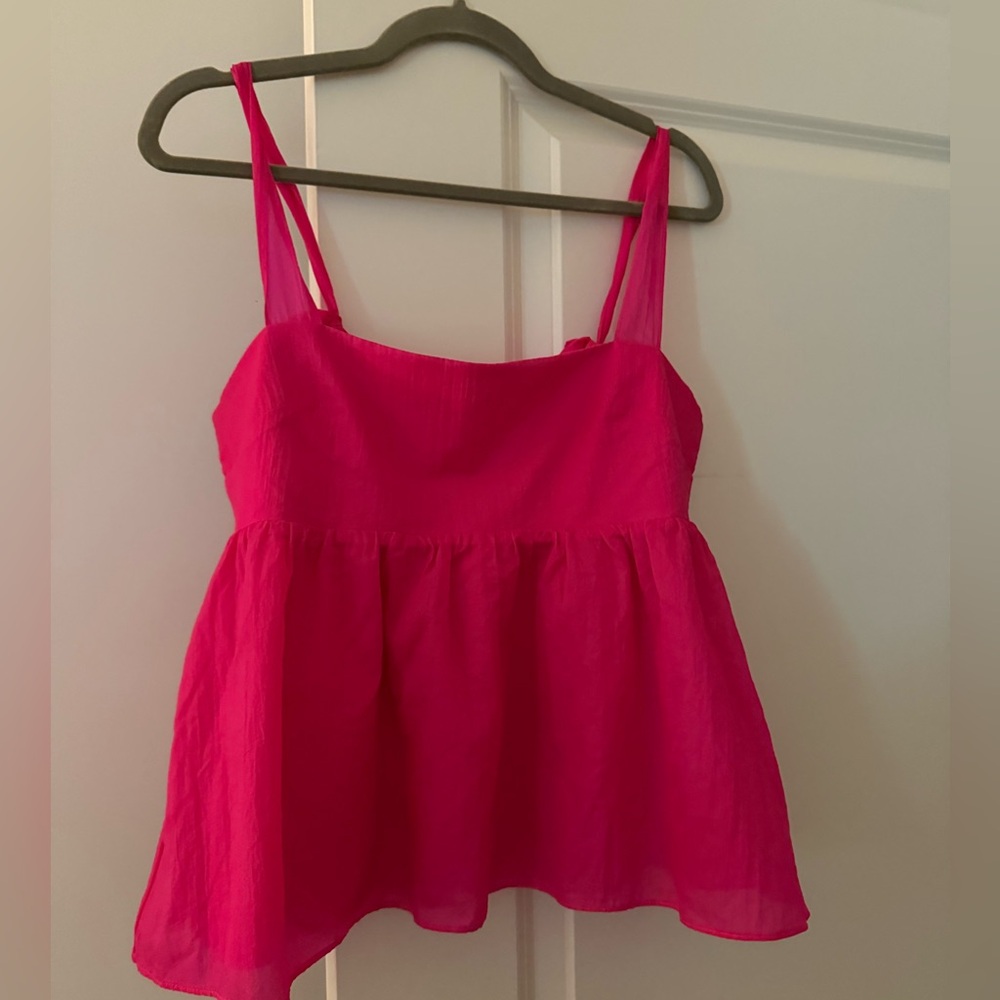 Amanda uprichard bright pink babydoll top size M